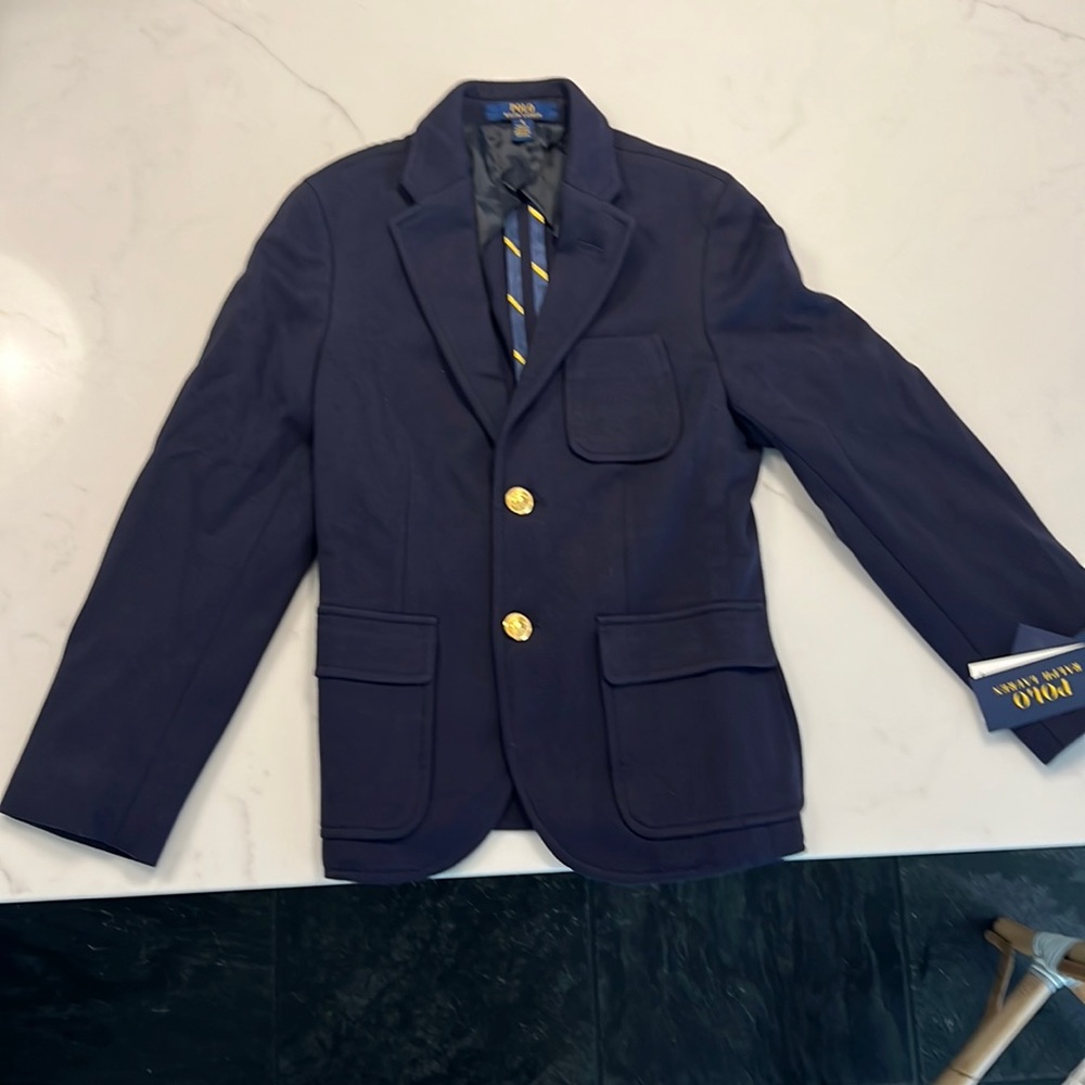 New with tags- Boys Ralph Lauren knit sport coat. New in original shipping box.